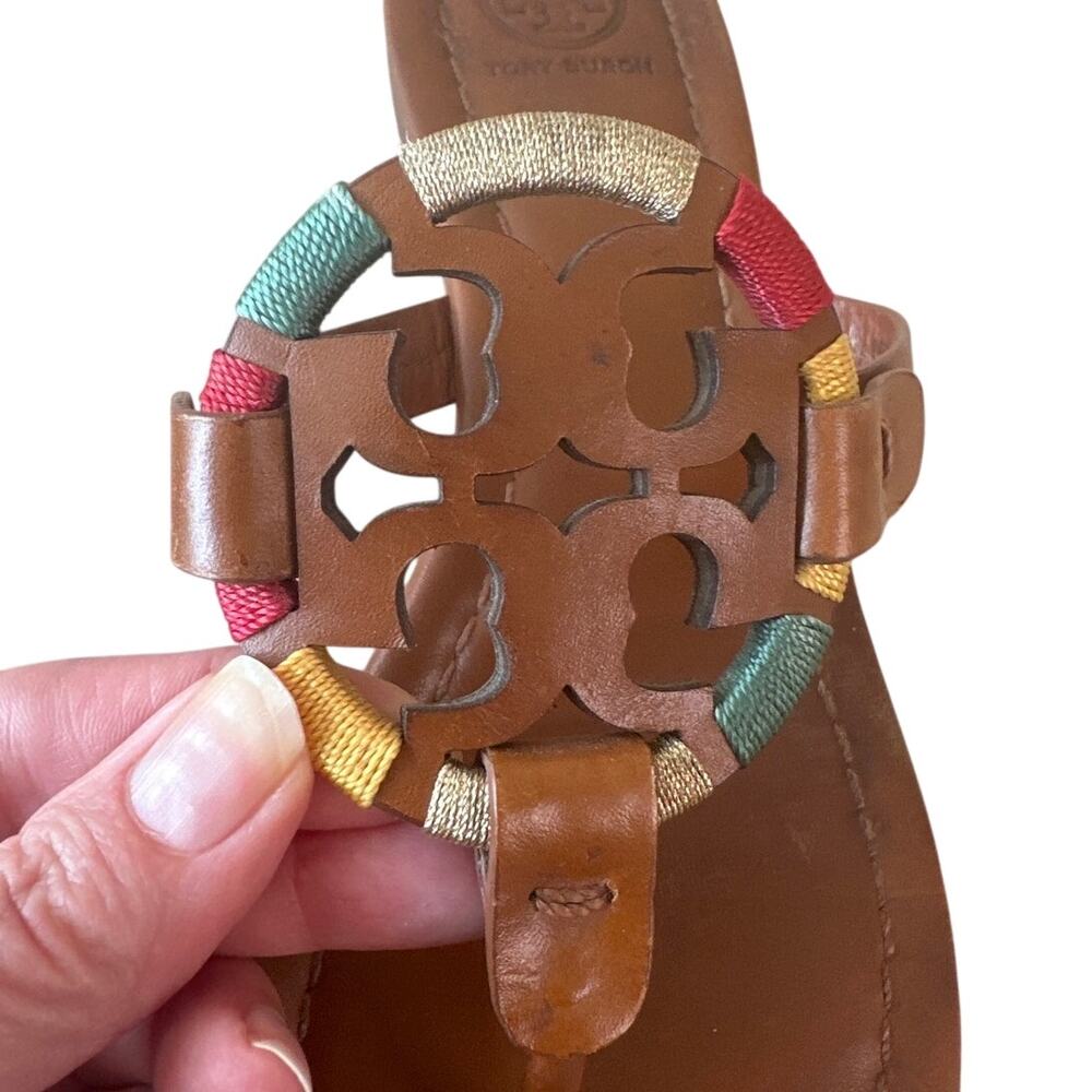 Tory Burch Miller Wrapped Logo Sandals Vachetta Multi Size 8 - Picture 11 of 13